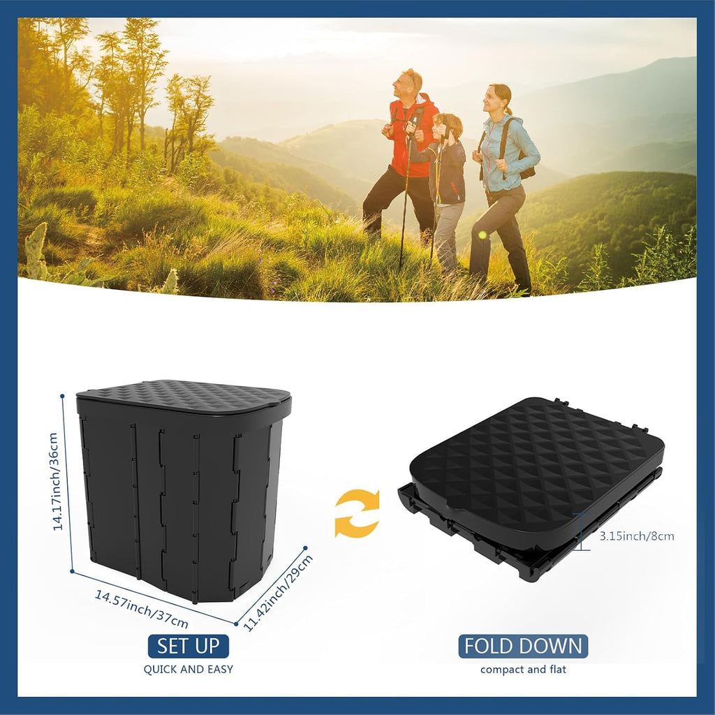 XL Portable Folding Camping Toilet For Adults & Kids, Lightweight | XL Portable Folding Toilet with Lid,Travel