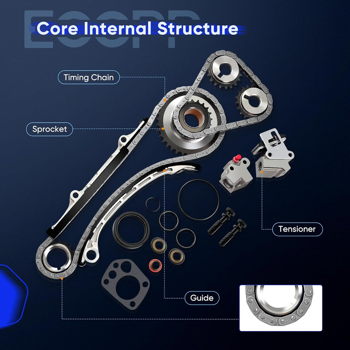 ECCPP TK3022 Timing Chain Kit Fit for NISSAN Frontier 1998 1999 2000 2001 2002 2003 2004, for NISSAN Altima, for NISSAN Xterra Fit 13024-9E000 13077-5V100 13021-53J00 13070-4E102 13070-53F16