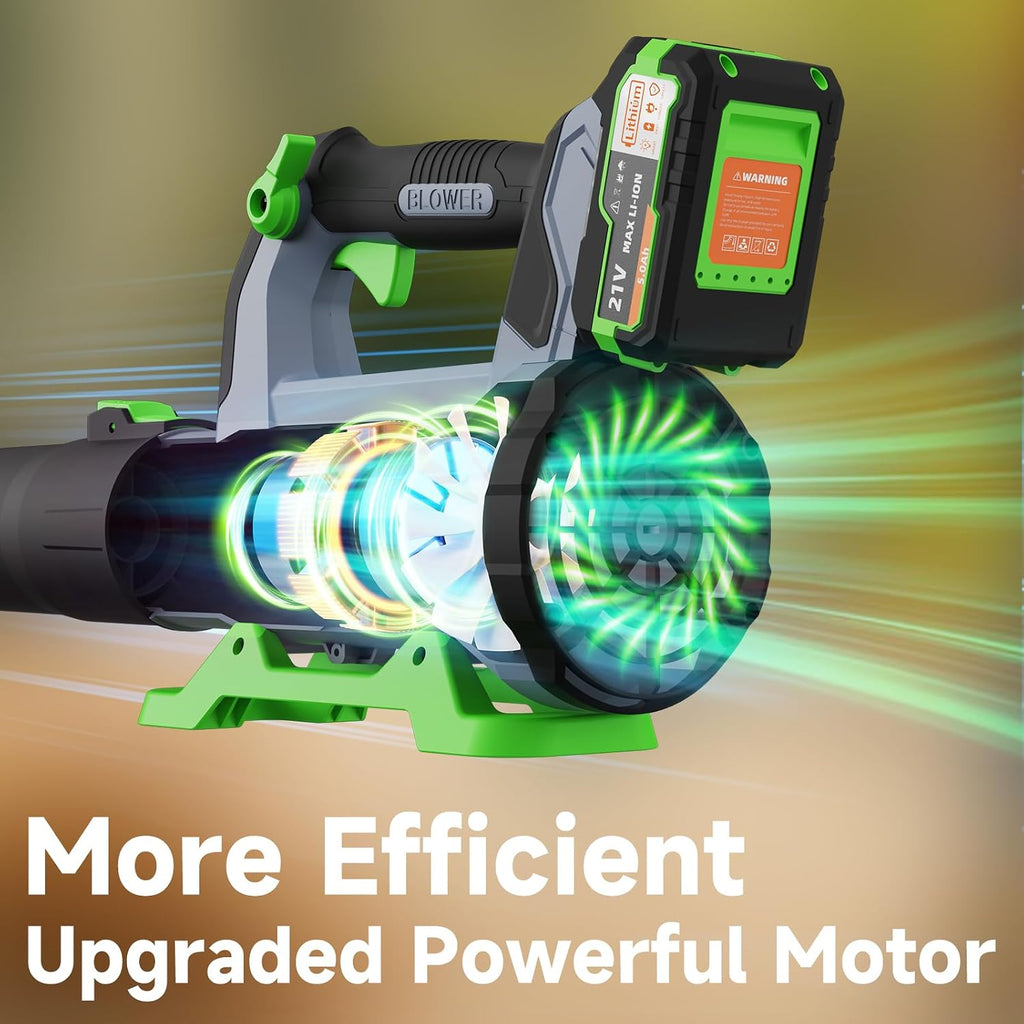 Leaf Blower Cordless, with 2 x 5.0Ah Battery, 560 CFM 160 MPH | 19000 RPM, 36 Mins Runtime, Fast Charger Included