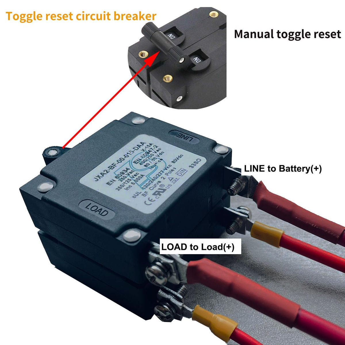 T Tocas 15A Amp Toggle Double Pole Circuit Breakers CE/CCC/UL-Certified
