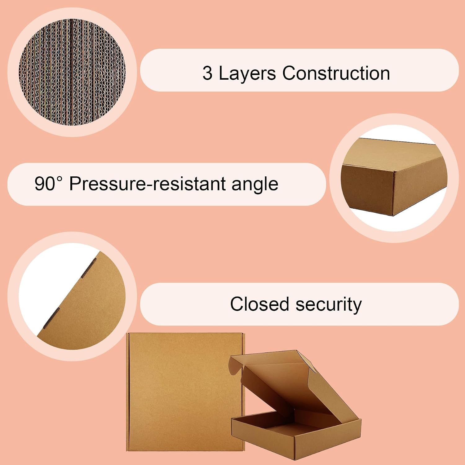 10x10x2 inches Shipping Boxes Set of 20, Brown Corrugated Cardboard Mailers | Mailer Boxes for Small Business
