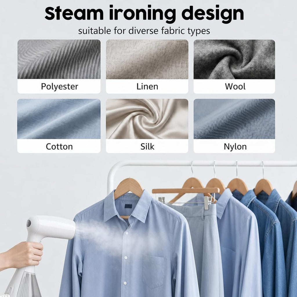 1600W Handheld Garment Steamer, Portable Electric Clothes Steam Iron with 3 Adjustable Steam Settings, Premium