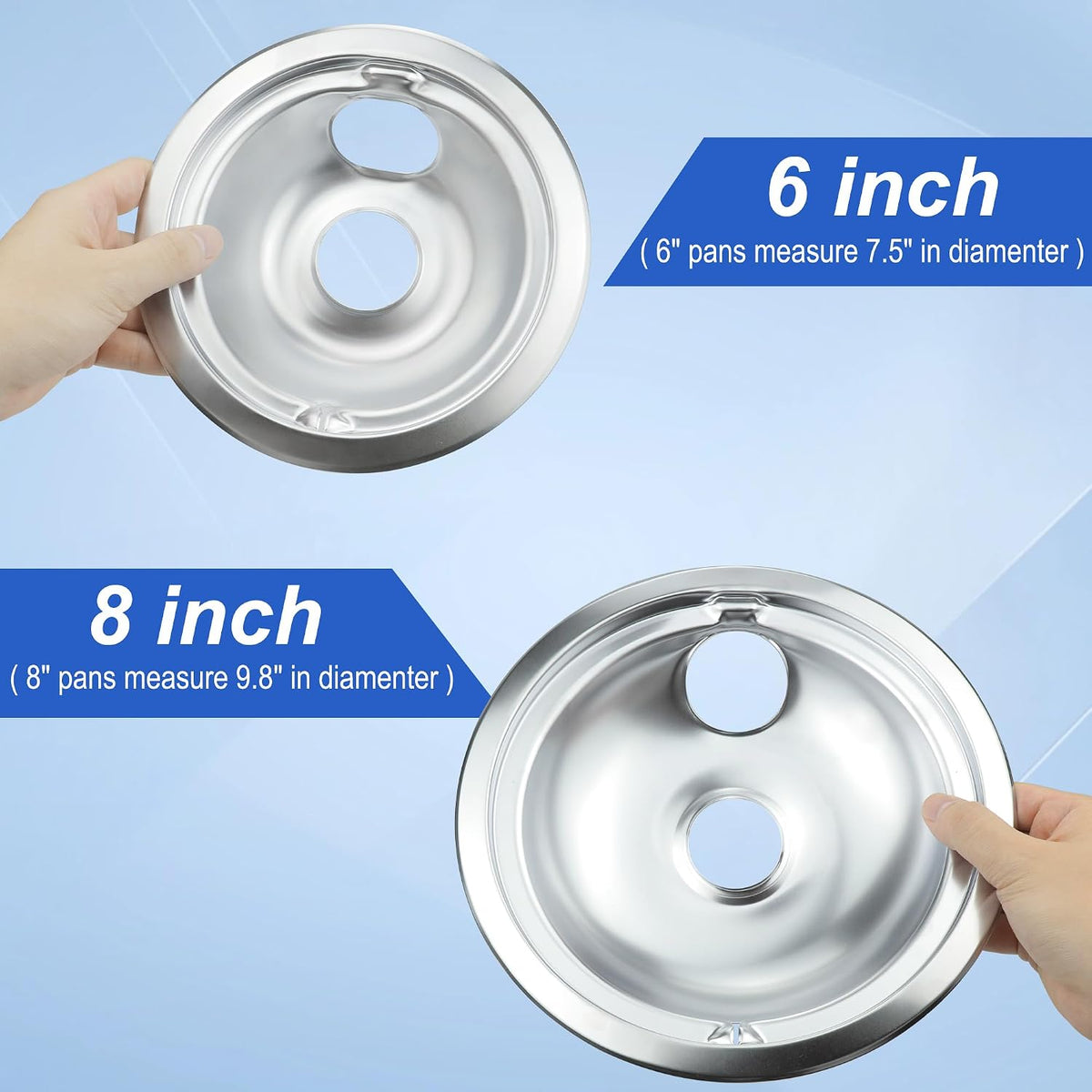 Electric Stove Drip Pans for GE Hotpoint Kenmore, Chrome 4-Pack