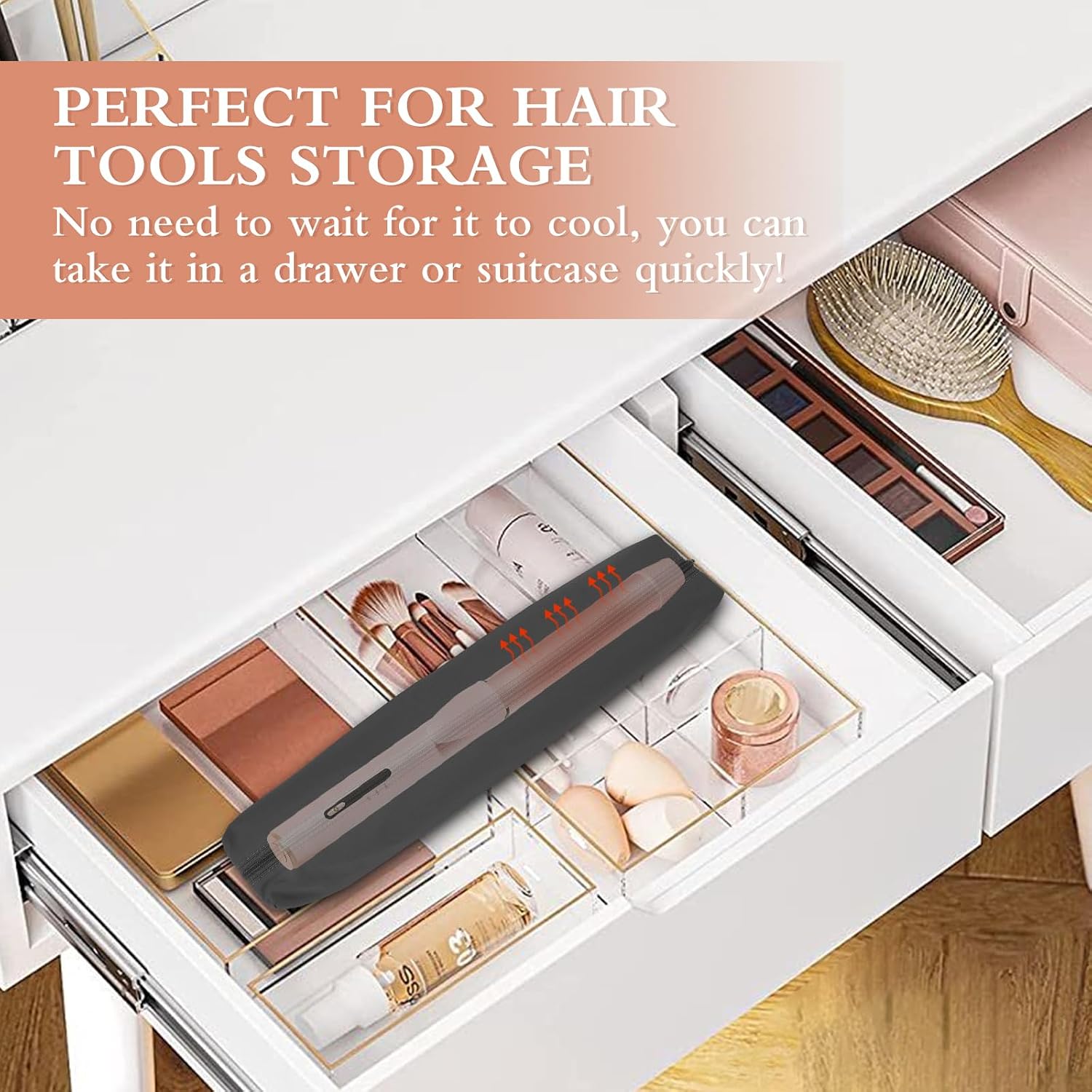 Professional Hot Hair Tools Organizer Bag Portable Travel Heat Resistant Storage Case Pouch for Curling Irons, Flat
