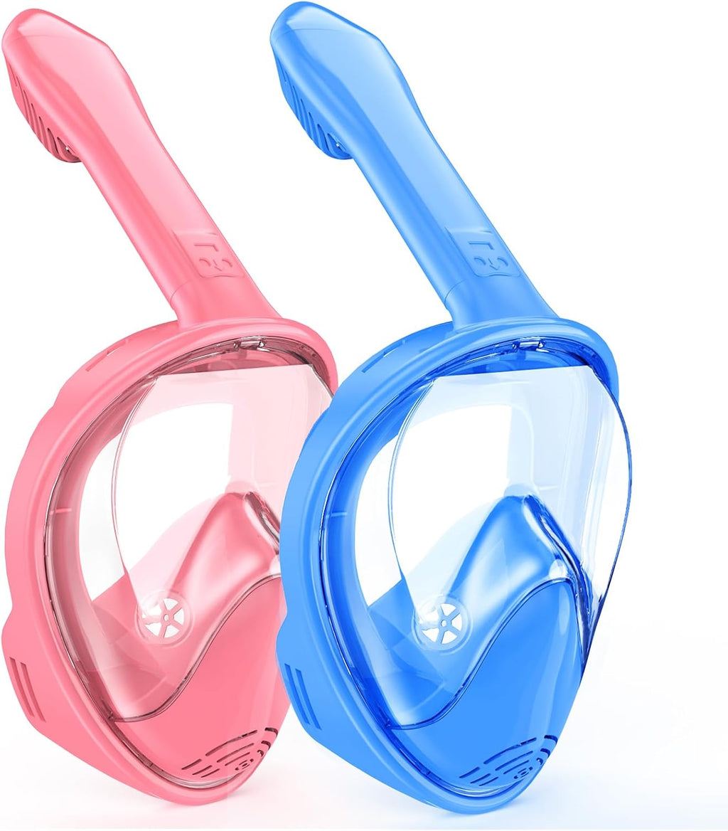 Kids Snorkel Mask Full Face, Snorkeling Gear for Kids with Camera Mount, 180 Degree Panoramic View Snorkeling Set
