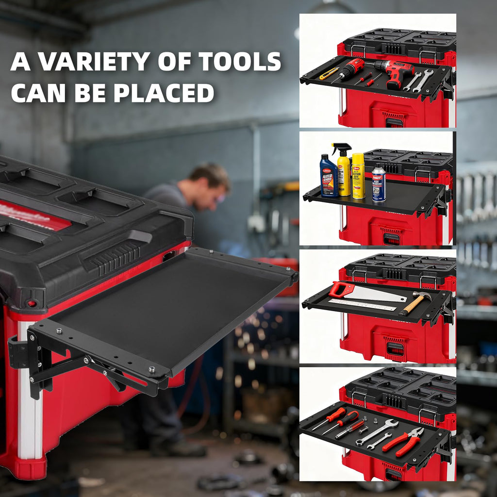 Folding Packout Mount Compatible with Milwaukee Packout Toolbox, Heavy Duty Foldable Work Table for Side Storage of