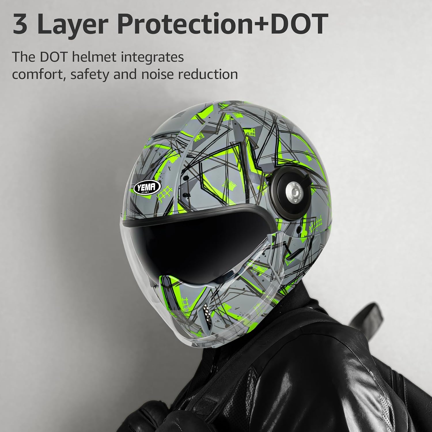 Convertible 3/4 Full Face Motorcycle Helmet DOT Approved - Dual Visor Motocross Off-Road Helmet for Adults, Modular