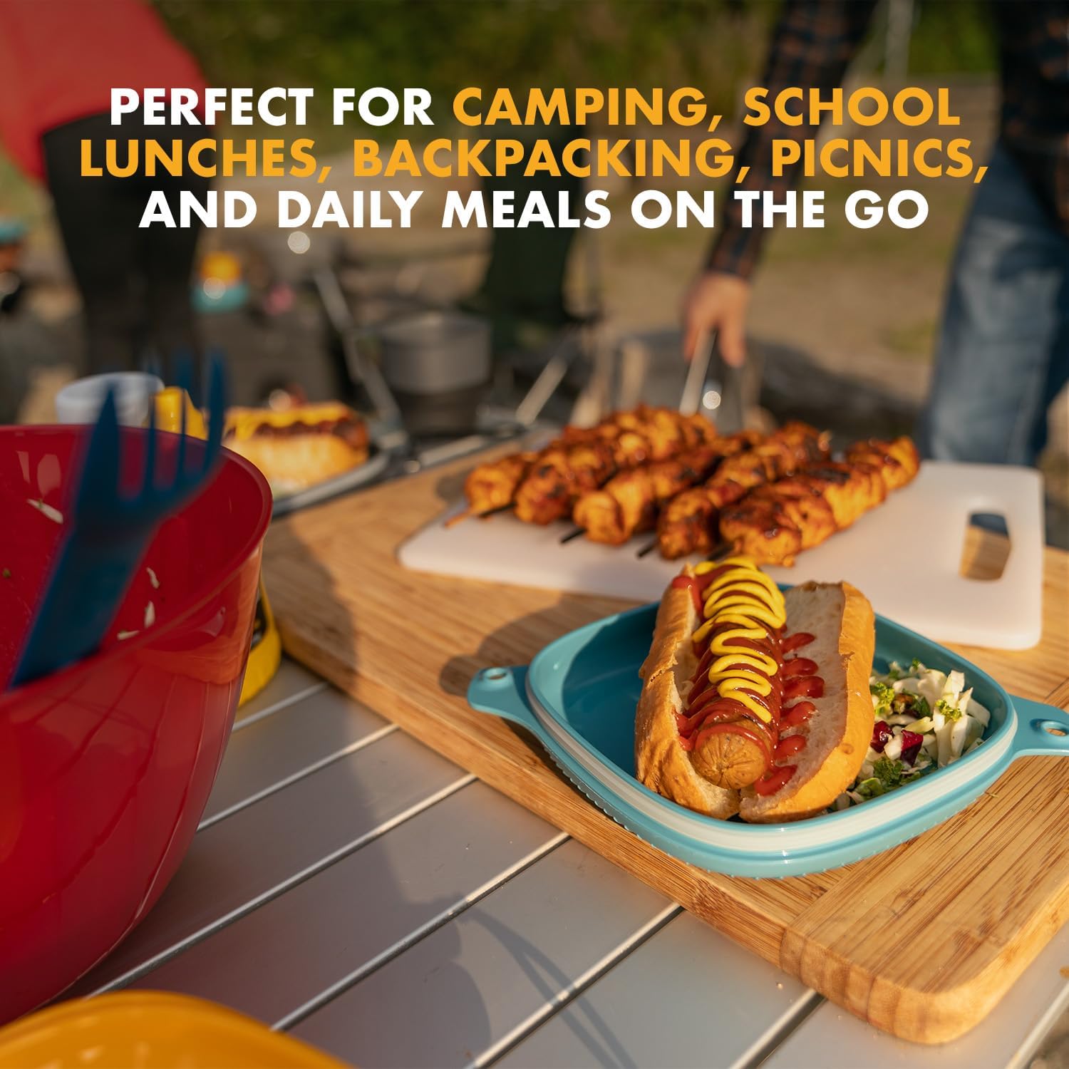 Camping Mess Kit with Bowl, Plate, Collapsible Cup, and Switch Camping Spork