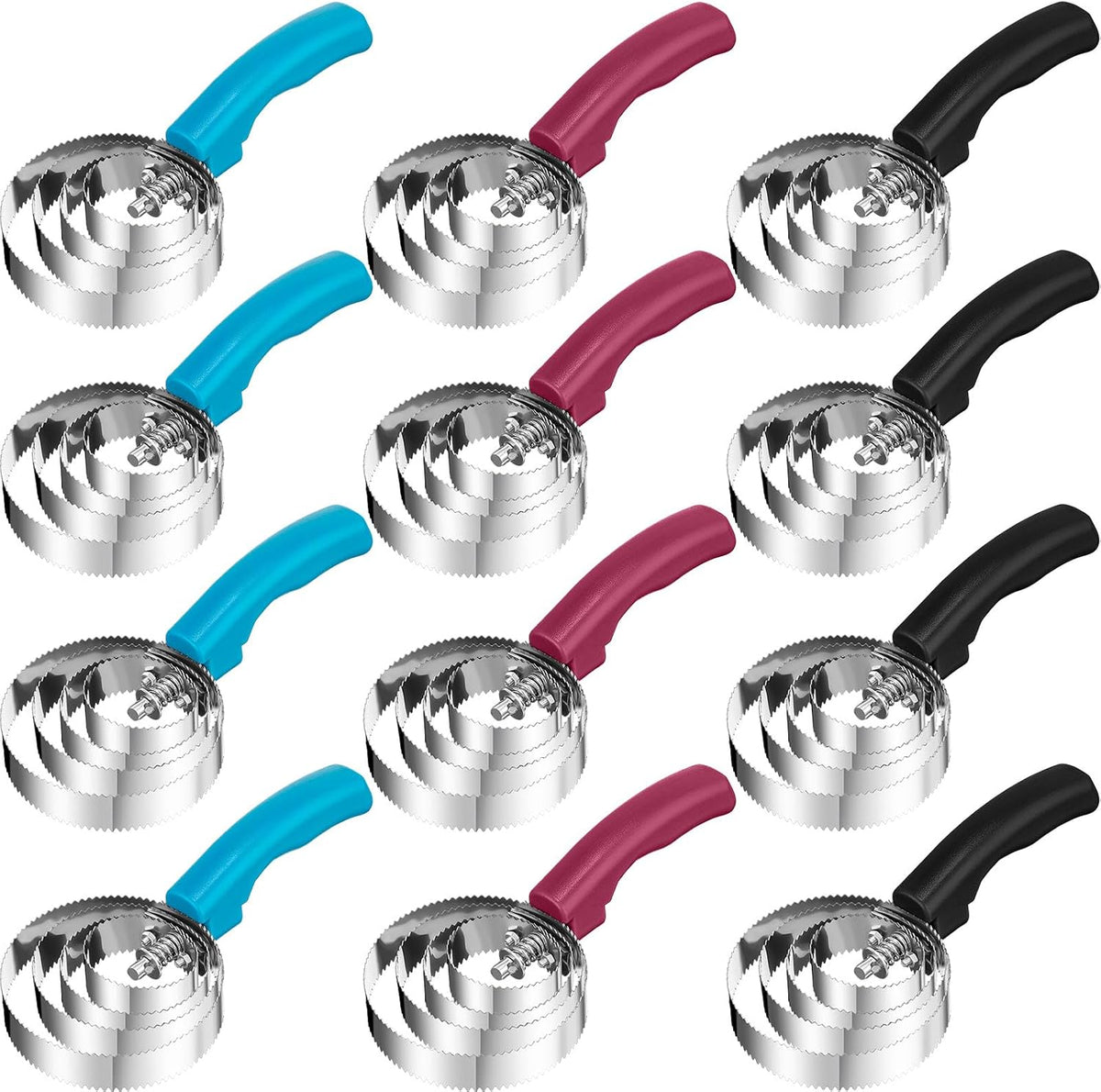 12 Pack 4 Rings Curry Comb Metal Horse Brush Reversible Stainless Steel Horse Brush Scraper with Comfortable Grip for