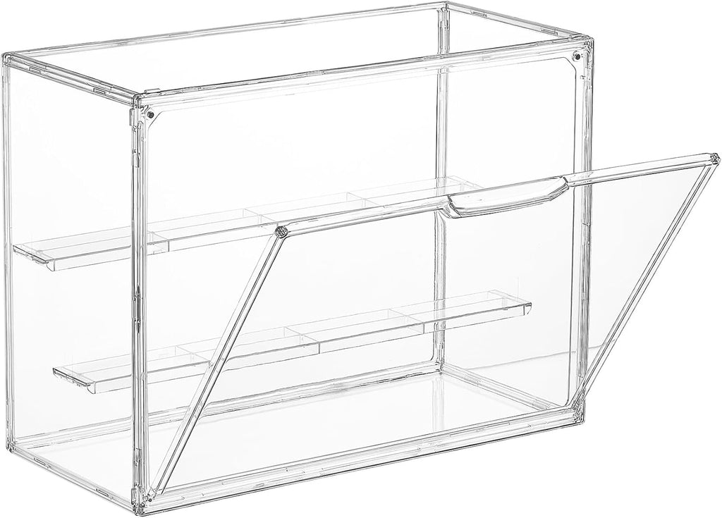 1 Pack Acrylic Display Case, Stackable Figure Display Case with Magnetic Door & Adjustable Shelves, Clear