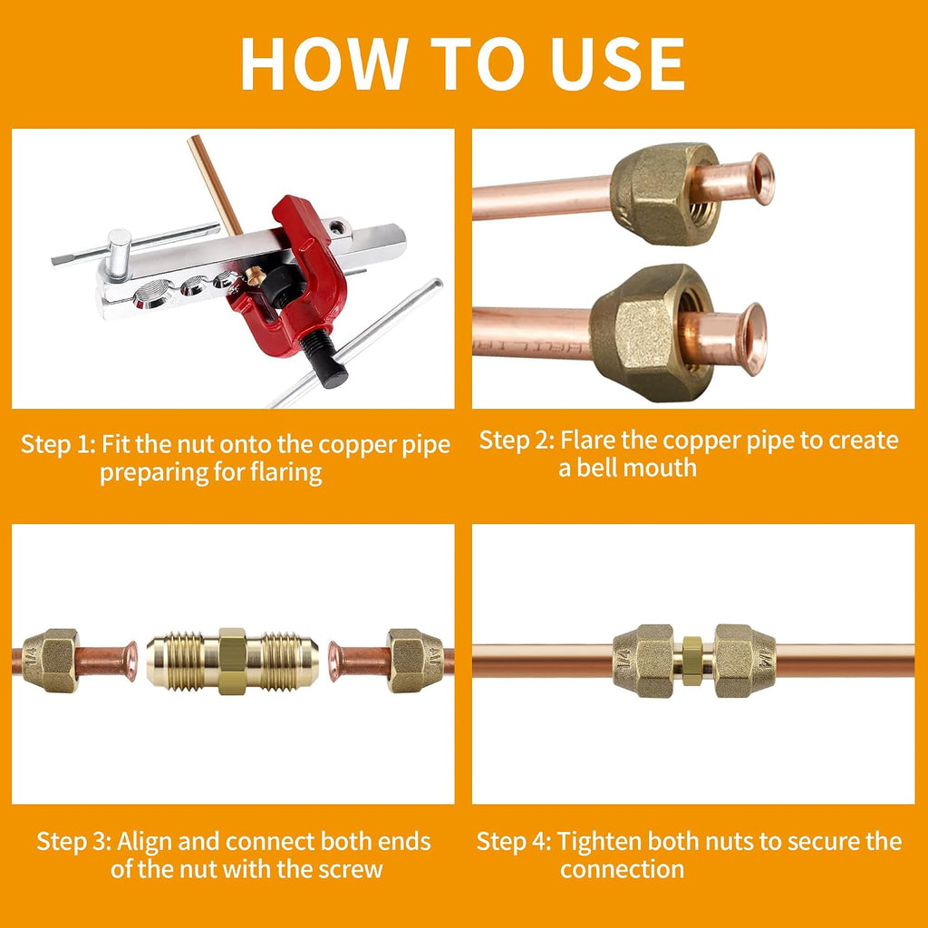 2-Pack 3/8 Inch AC Copper Pipe Extension Joint Connectors
