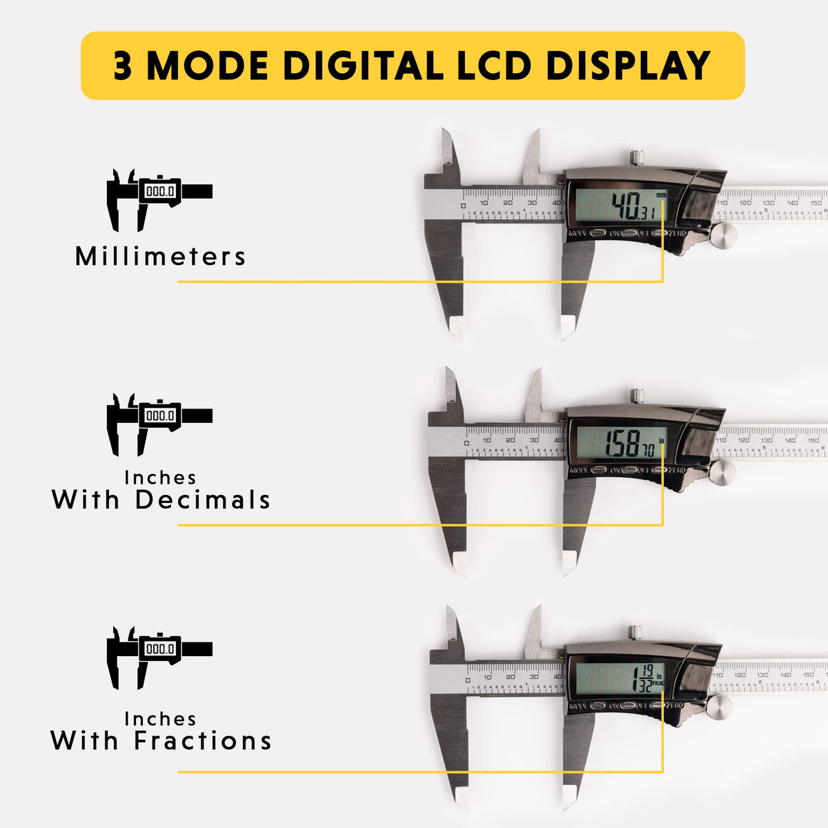 General Tools Digital Caliper 14712 - 12" Caliper Measuring Tool - Stainless Steel Ruler