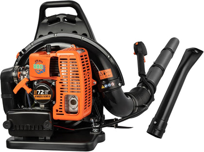 72CC Gas Backpack Leaf Blower, Garden Yard Cleaning, Snow Removal | 880CFM 275MPH 2 in 1 Nozzle Low Vibration and