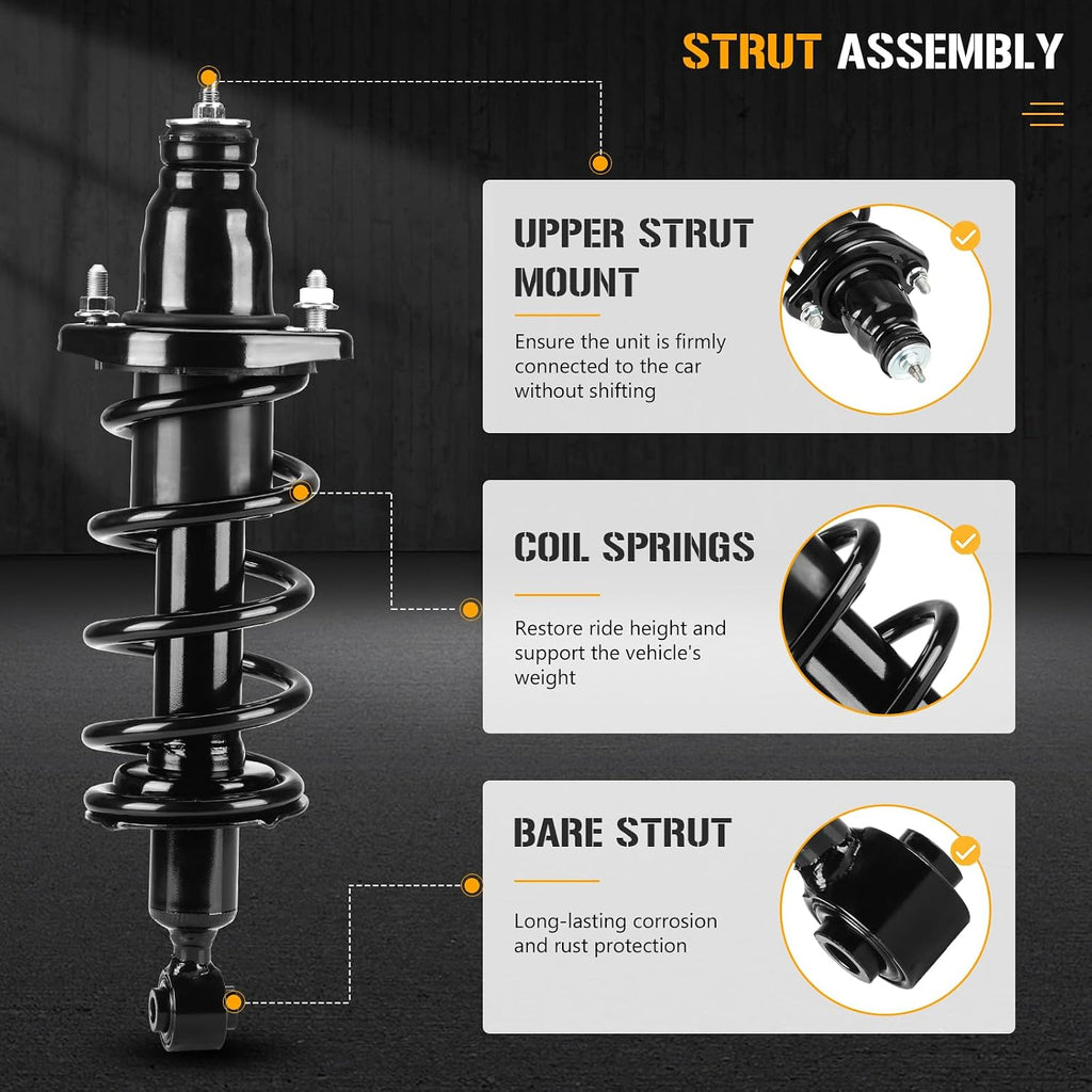 Rear Complete Struts Spring Assembly Shocks Absorbers for Honda Civic 2001 2002 2003 2004 2005 (Excludes 2.0L SI SIR Models), Replace 171340L 171340R, 2Pcs