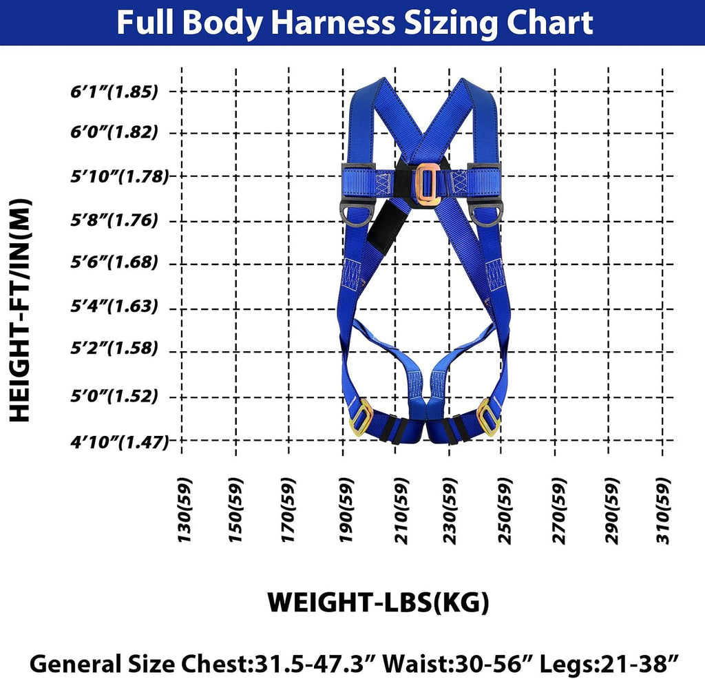 TRSMIMA Safety Harness Fall Protection - Safety Harness for Construction | Men Roofing Full Body Construction Harness