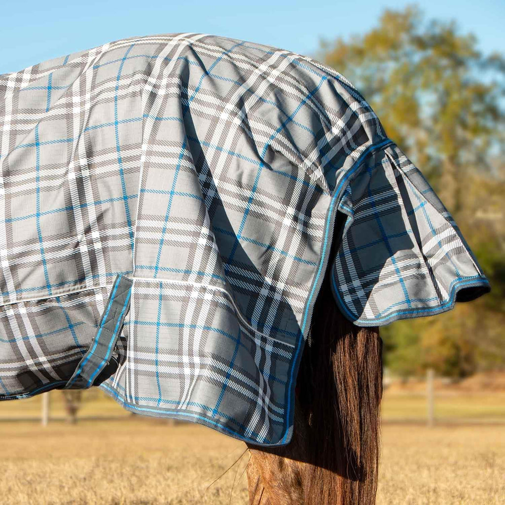Poplar Head Refuge 1200D, Hamilton Blue & Slate Plaid, 87" - Turnout Blanket, Waterproof, 240g Polyfill, Adjustable
