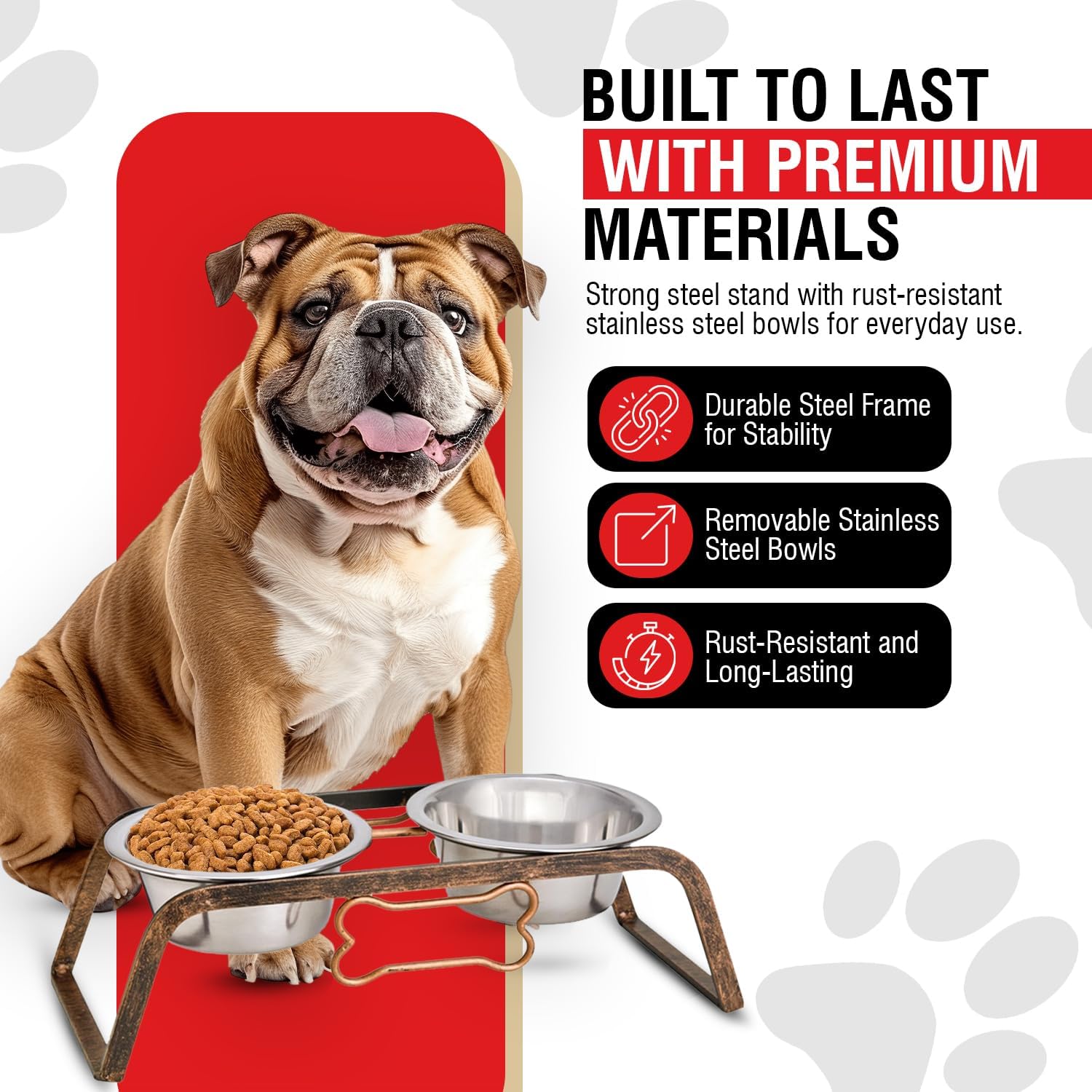 Elevated Dog Bowls – Raised Stainless Steel Dog Bowls with Steel Stand – Non-Skid, No Spill Feeder for Small, Medium