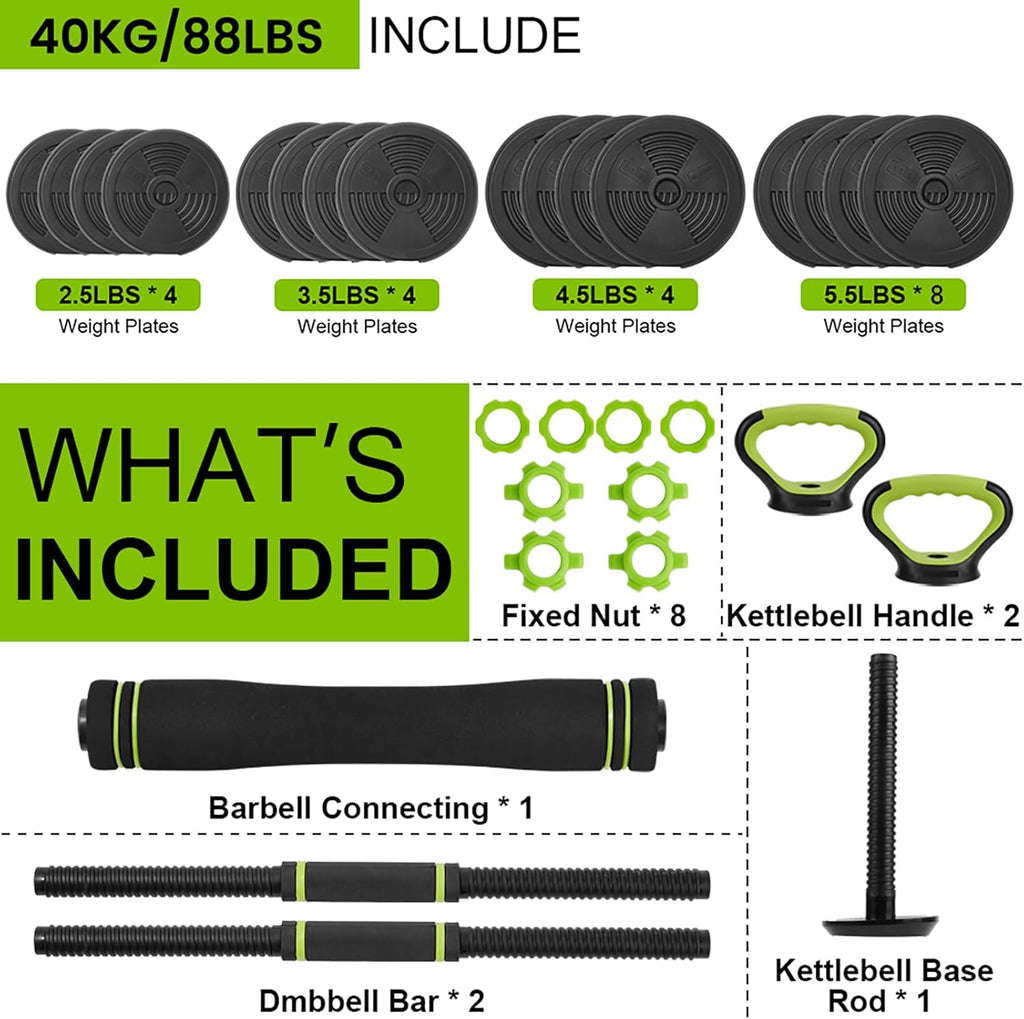 44/66/88Lb Dumbbell Sets Adjustable Weights, Free Weights Dumbbells Set for Home Gym