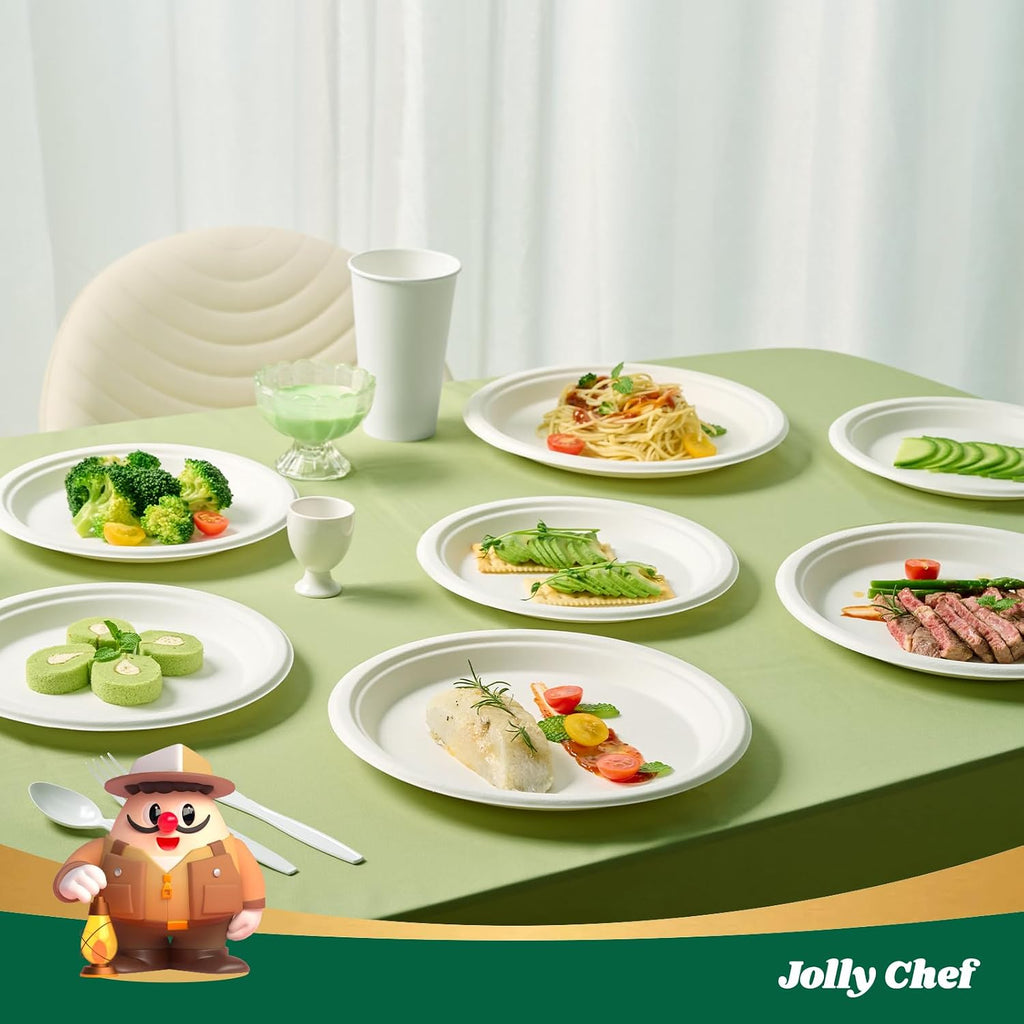 Compostable Heavy Duty 10 Inch 125 Pack Disposable Eco-Friendly Paper Plate