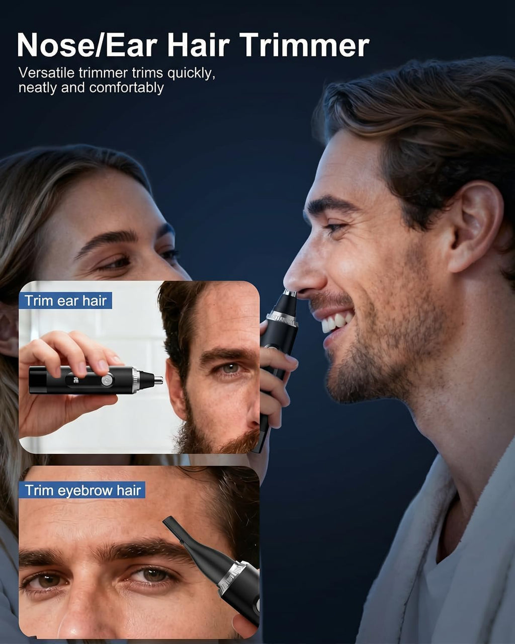 Nose Hair Trimmer for Men and Women,2026 Professional Painless IPX7 Waterproof Eyebrow & Facial Hair Trimmer,USB