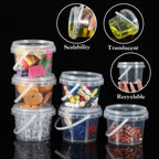 50 Pcs 10oz Plastic Bucket with Lids and Handles Bulk, Clear