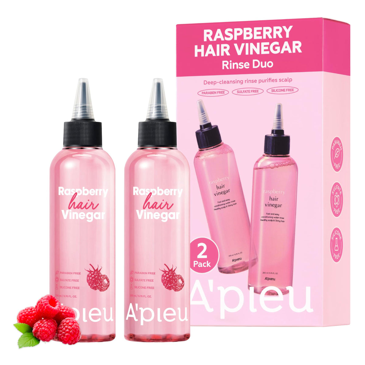 Raspberry Hair Vinegar Rinse for Scalp Detox & Shine