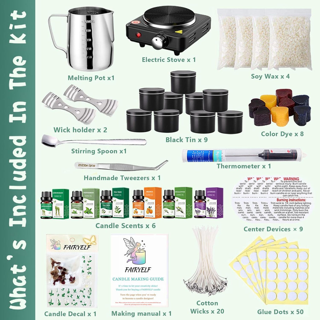 Candle Making Kit for Adults, Soy Wax & Wax Melter, DIY Candle Kit | Natural Scented Wax & Complete Supplies.