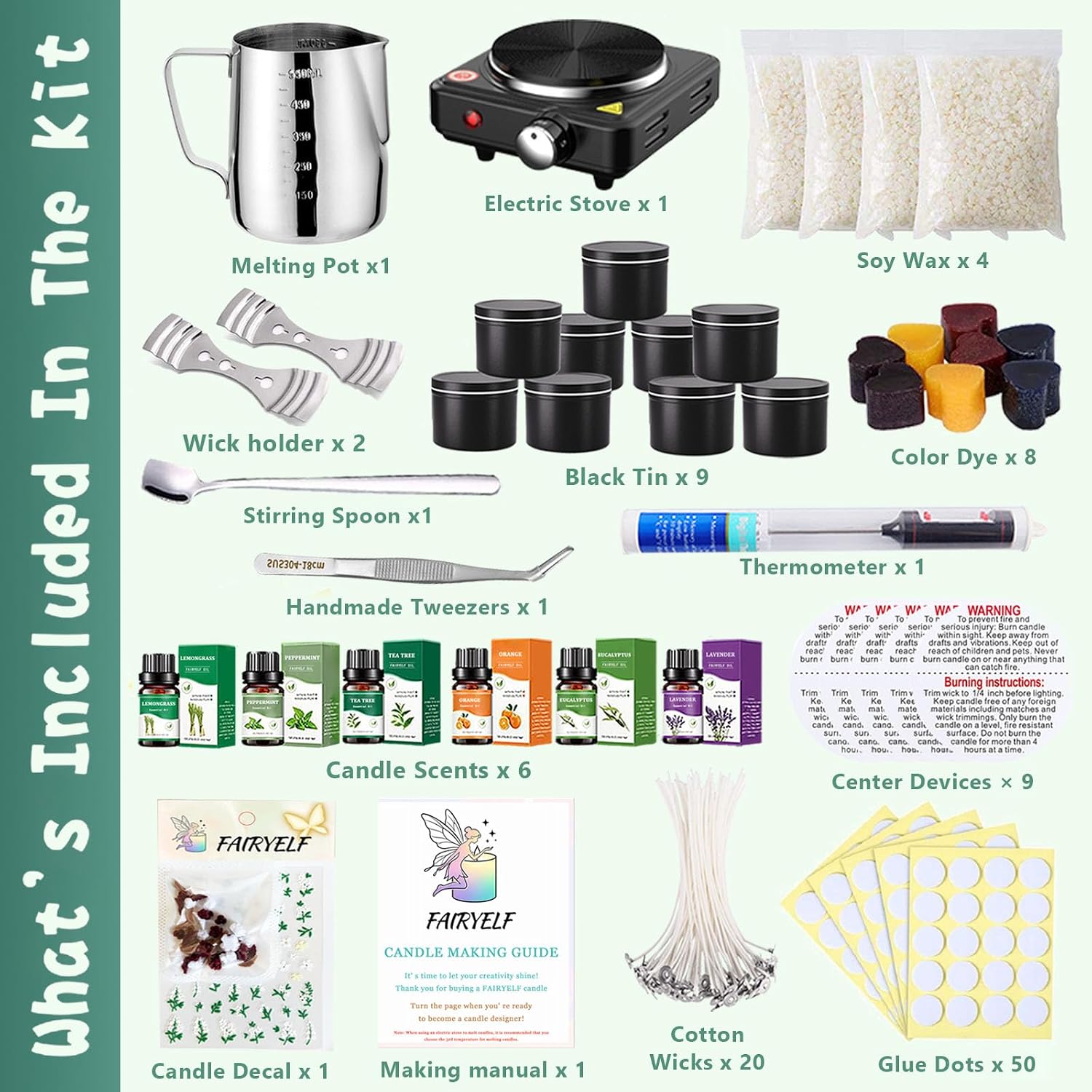 Candle Making Kit for Adults, Soy Wax & Wax Melter, DIY Candle Kit | Natural Scented Wax & Complete Supplies.