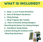 DIY Swing Set Hardware Kit with Easy 1-2-3 A-Frame Brackets, Swing Seats, Ring Trapeze Bar and All Assembly Hardware