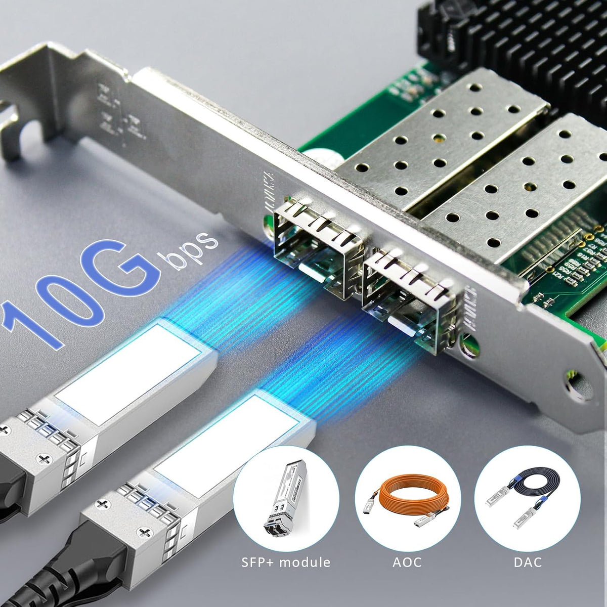 GLOTRENDS 2-Port 10Gb PCIe Network Card, Mellanox ConnectX-3, SFP+, RoCE