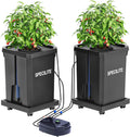7 Gallon 2 Buckets DWC Hydroponics Grow System with Wheels | Top Drip Kit, Deep Water Culture Recirculating Drip