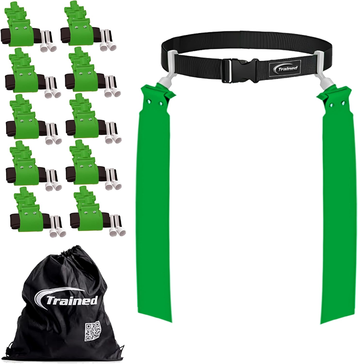 Adjustable Flag Football Belt Set, One Size Fits All | Pop-release flags for fast, fair calls; durable woven material