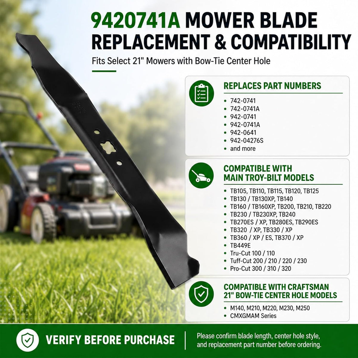 GDDGHS 942-0741A 21 inch Mower Blades Kit for Troy-Bilt, Craftsman