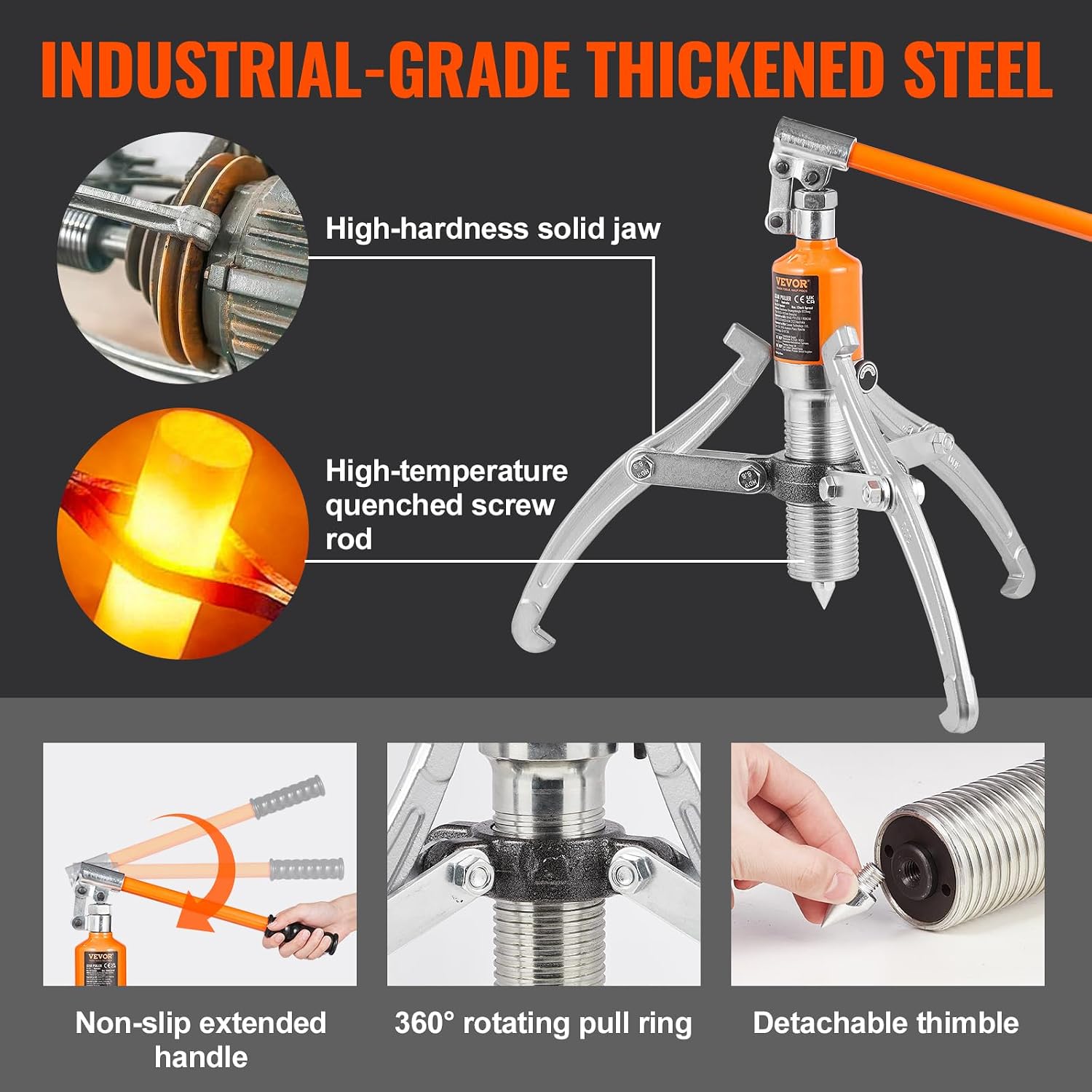 Hydraulic Gear Puller, 15 Ton Max Capacity Wheel Bearing Pulling Separator, 2 or 3 Jaws Puller, Vertically and
