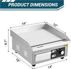 14 In Commercial Electric Griddle, Flat Top Grill Countertop Griddle