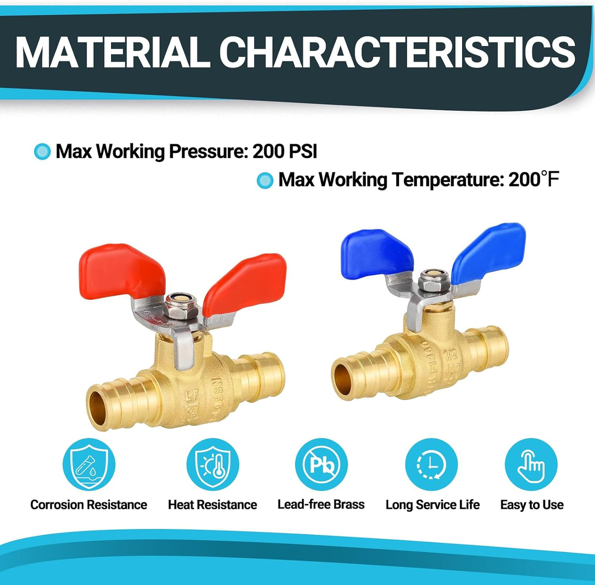 10Pack Seelink 3/4" PEX-A Expansion Ball Valve, Red&Blue(VALVE335-10)
