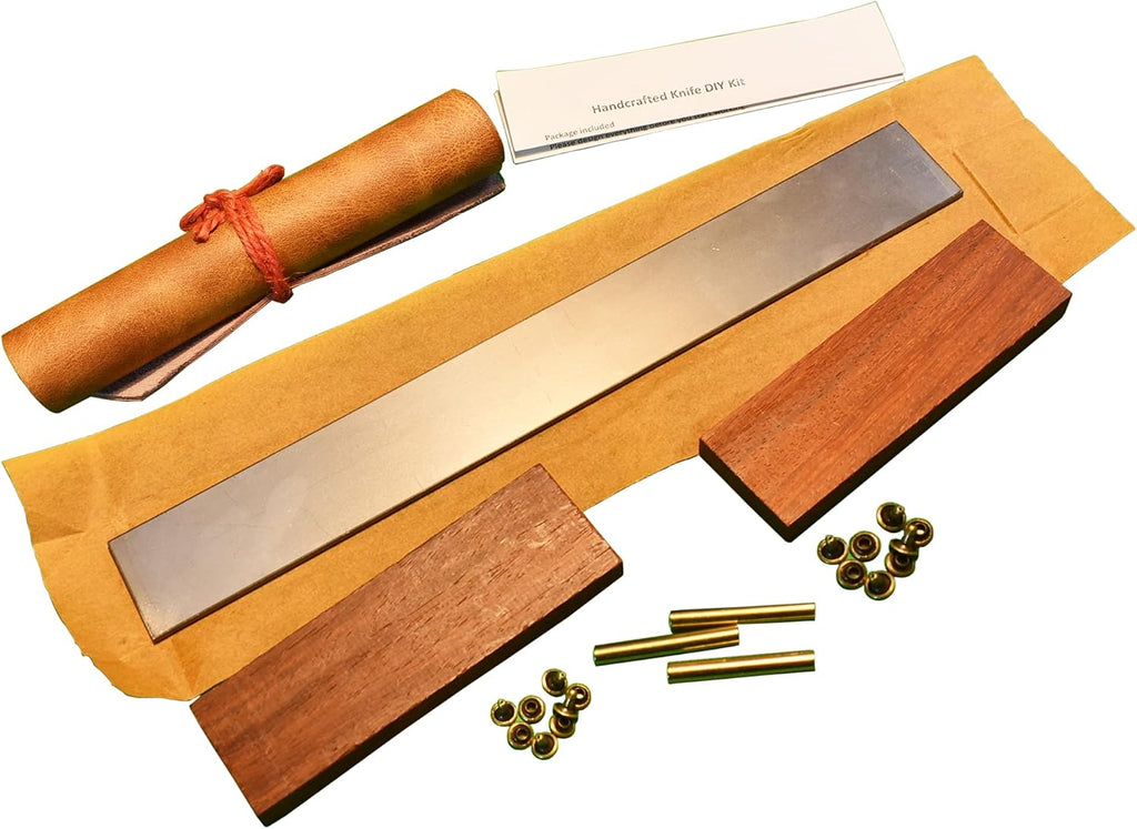 Knife Making Kit DIY Handmade Knife Kit Includes 1095 Knife Steel Blade, Pins, Handle Scales,Annealed High Carbon Steel