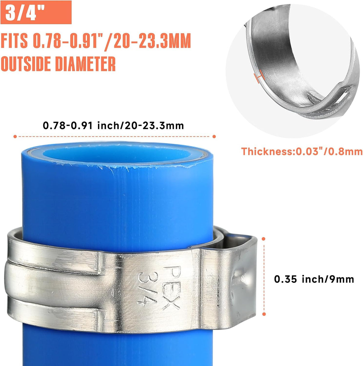 66pcs 3/4 pex crimp rings for PEX Tubing Pipe Fitting Connections