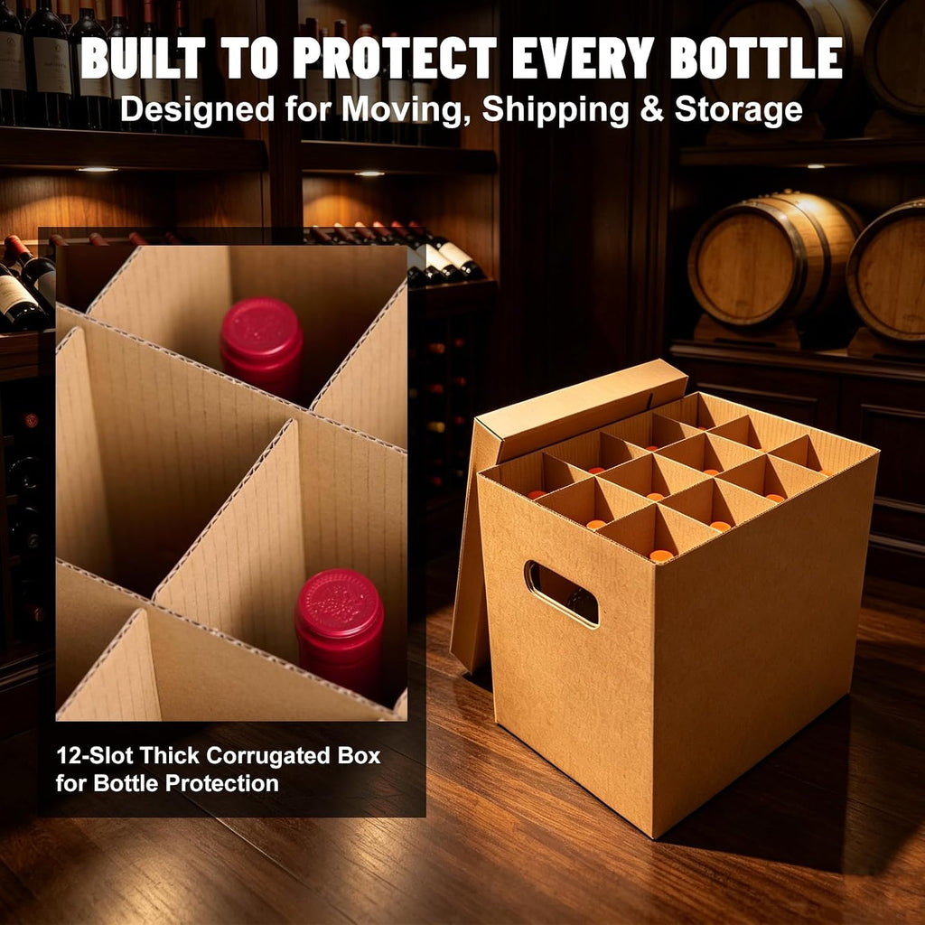 12 Bottle Wine Shipping Boxes 2 Pack with Dividers Heavy Duty Box