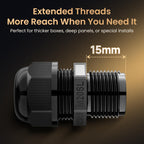 QILIPSU 10pcs M20SL Long Thread Cable Gland Waterproof IP68 Nylon Strain Relief Cord Grip Cable Pass Through Wire Connector