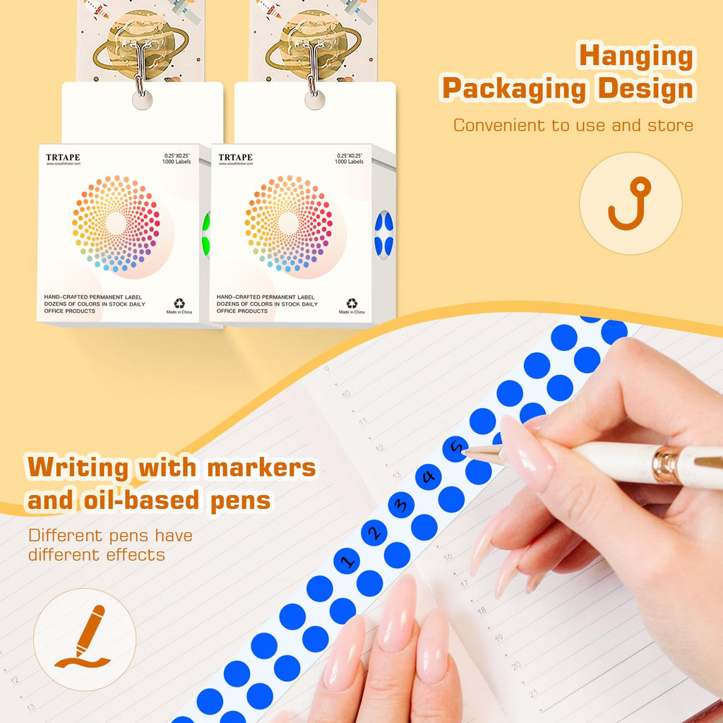 0.25 Inch Small Round Stickers Dot Stickers, 2000 PCS Color Dots