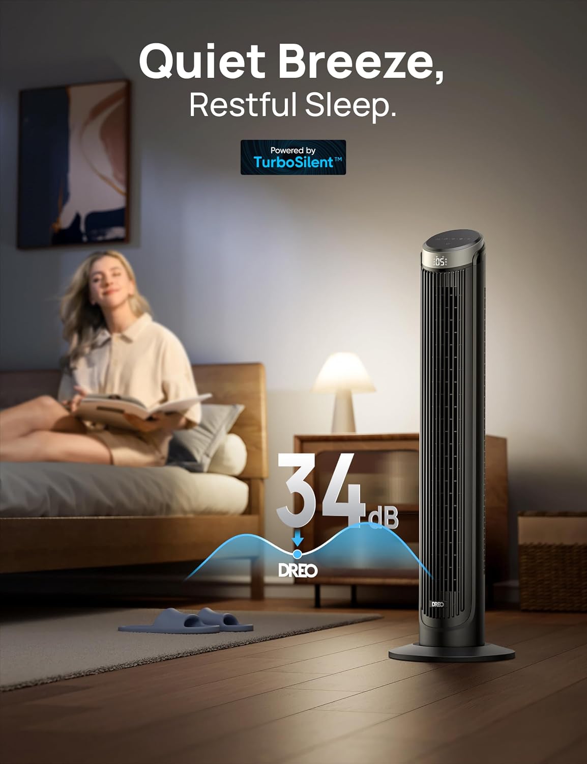 Tower Fan for Bedroom, 90° Oscillating Fans that Blow Cold Air | 26 ft/s Powerful Airflow, 28dB Quiet Fan, 5 Speeds