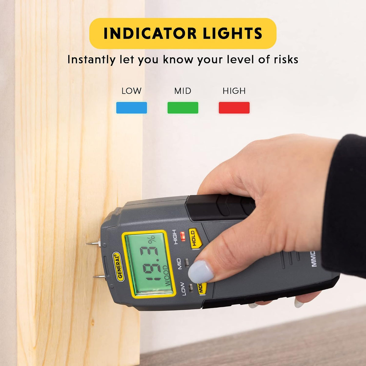 MMD4E Moisture Meter for Wood, Walls & Water Leak Detection | Pinless wood moisture meter for drywall & walls.