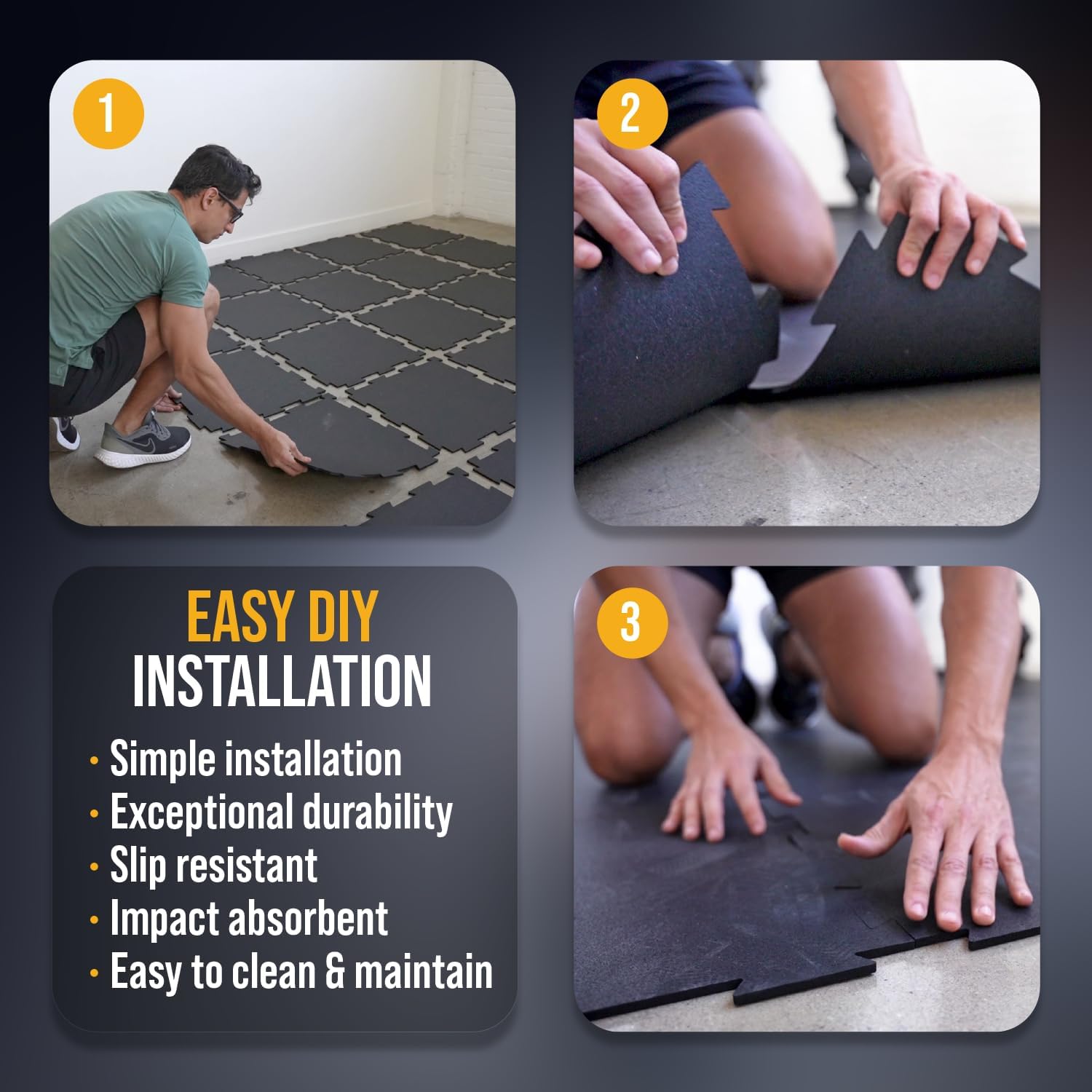 Rubber King 10 Piece Interlocking Tiles 19" x 19" x 6mm - 100% Recycled Rubber Gym Floor Tiles, Exercise Mat for Home