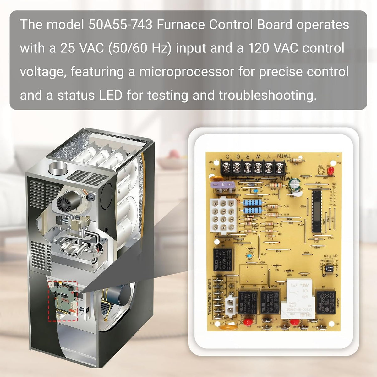 New Upgrade 50A55-743 Furnace Control Board