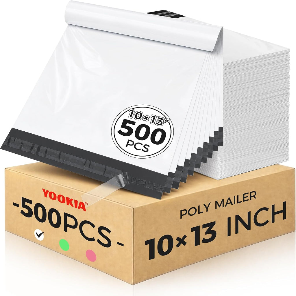Bulk Pack 500 Pcs White Poly Mailers 10x13 Inch