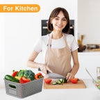 8 Pack Plastic Storage Baskets,Gray Stackable Storage Bins