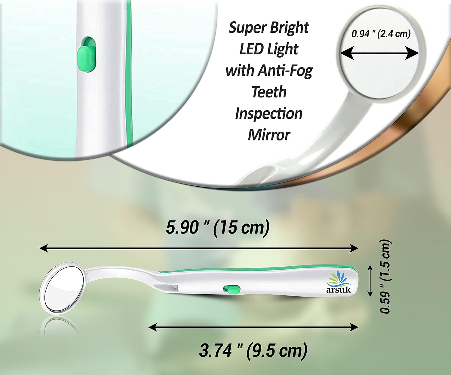 Dental Mirror for Teeth with LED Light – Dentist Mirror for inside Mouth, Gums & Tongue – Anti-Fog Reusable Mouth