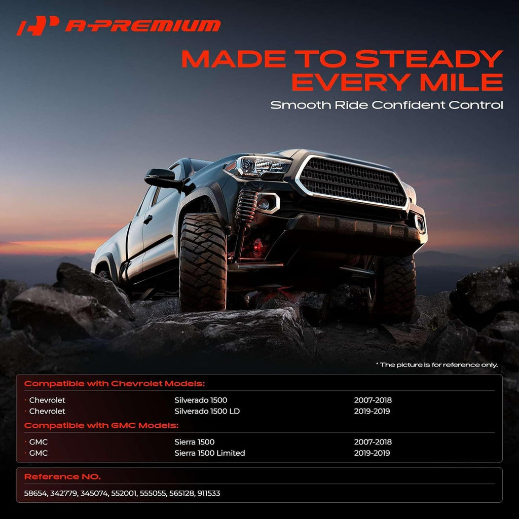 A-Premium Rear Shock Absorbers, Set of 2 - Compatible with Chevrolet, GMC