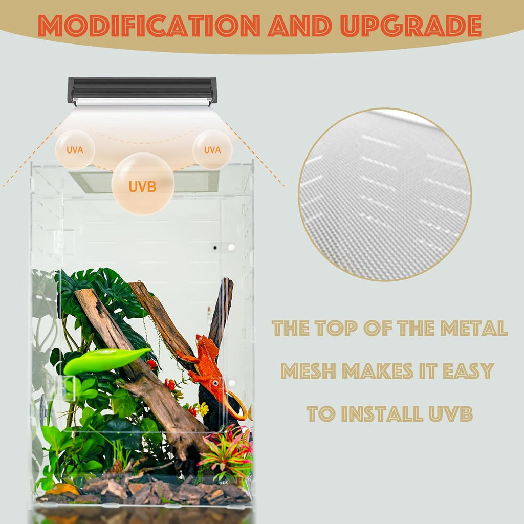 12x12x18 Acrylic Reptile Enclosure - 10 Gal Clear Terrarium | Full acrylic transparency at a larger size without the